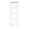5-Tier Narrow Rolling Storage Cart with Wood Top, White Metal Wire Shelving Unit with Wheels & Hooks